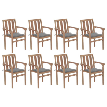 Stapelbare Gartenstühle Mit Kissen 8 Stk. Massivholz Teak