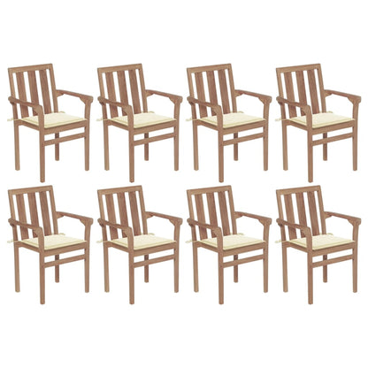 Stapelbare Gartenstühle Mit Kissen 8 Stk. Massivholz Teak