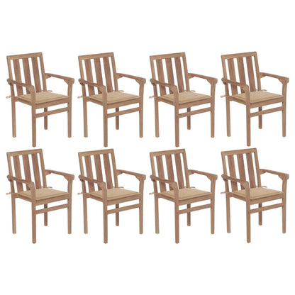 Stapelbare Gartenstühle Mit Kissen 8 Stk. Massivholz Teak
