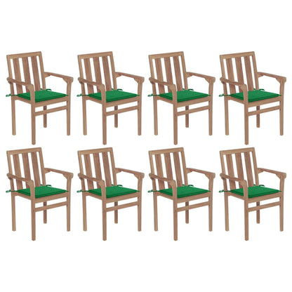Stapelbare Gartenstühle Mit Kissen 8 Stk. Massivholz Teak