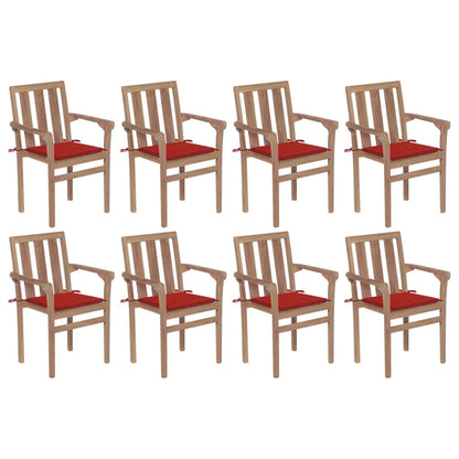 Stapelbare Gartenstühle Mit Kissen 8 Stk. Massivholz Teak