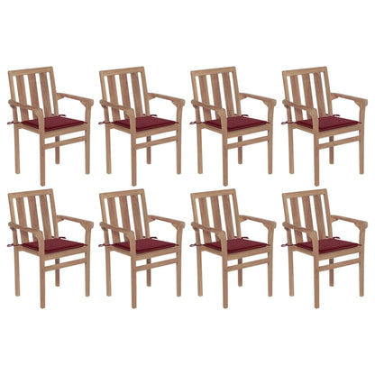 Stapelbare Gartenstühle Mit Kissen 8 Stk. Massivholz Teak