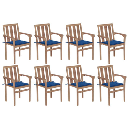 Stapelbare Gartenstühle Mit Kissen 8 Stk. Massivholz Teak