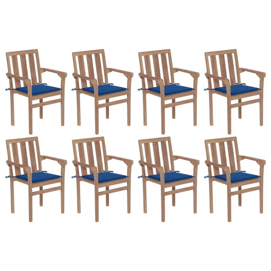 Stapelbare Gartenstühle Mit Kissen 8 Stk. Massivholz Teak