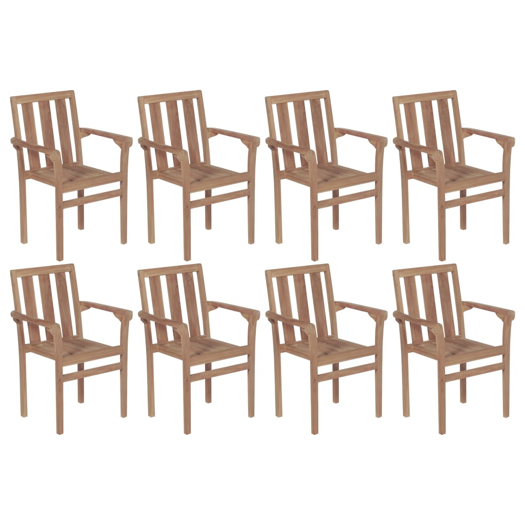 Stapelbare Gartenstühle Mit Kissen 8 Stk. Massivholz Teak