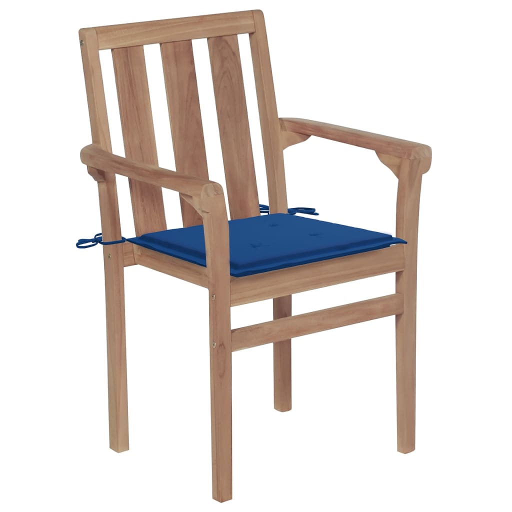 Stapelbare Gartenstühle Mit Kissen 8 Stk. Massivholz Teak