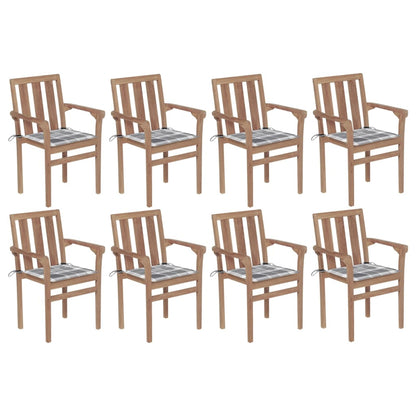 Stapelbare Gartenstühle Mit Kissen 8 Stk. Massivholz Teak