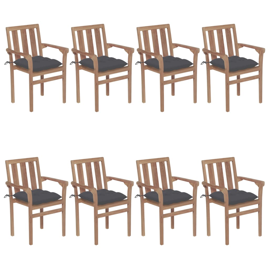 Stapelbare Gartenstühle Mit Kissen 8 Stk. Massivholz Teak