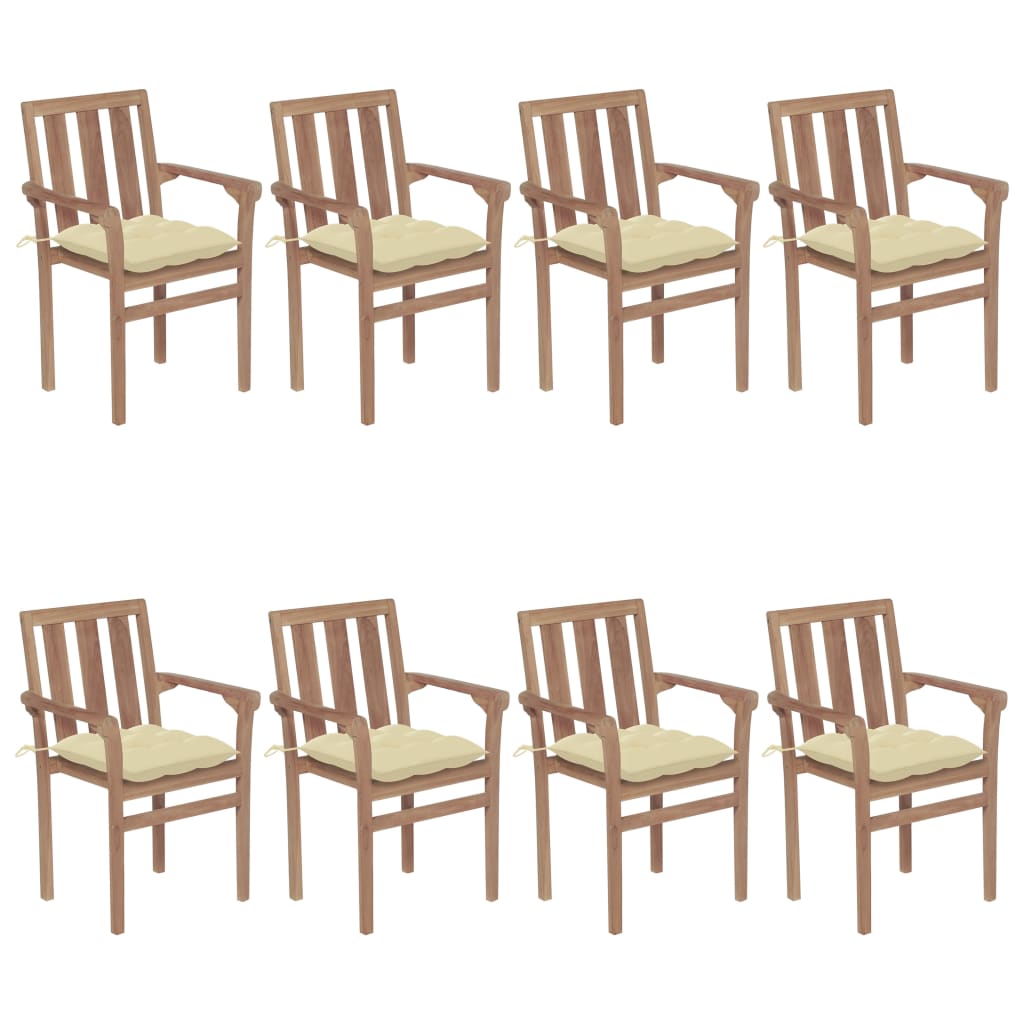 Stapelbare Gartenstühle Mit Kissen 8 Stk. Massivholz Teak