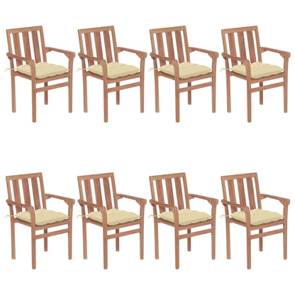Stapelbare Gartenstühle Mit Kissen 8 Stk. Massivholz Teak