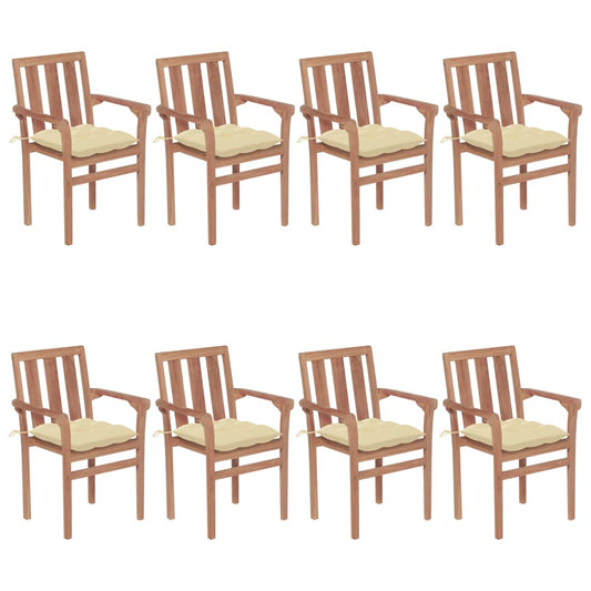 Stapelbare Gartenstühle Mit Kissen 8 Stk. Massivholz Teak