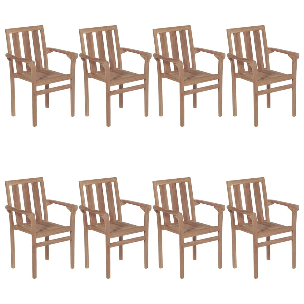 Stapelbare Gartenstühle Mit Kissen 8 Stk. Massivholz Teak