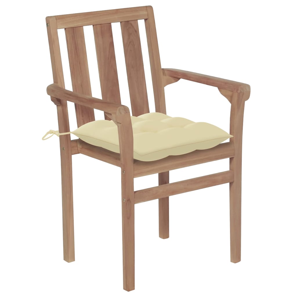 Stapelbare Gartenstühle Mit Kissen 8 Stk. Massivholz Teak