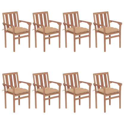 Stapelbare Gartenstühle Mit Kissen 8 Stk. Massivholz Teak