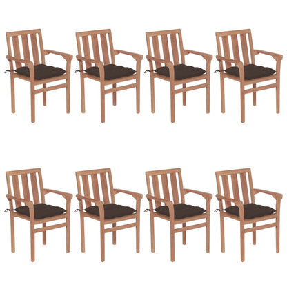 Stapelbare Gartenstühle Mit Kissen 8 Stk. Massivholz Teak