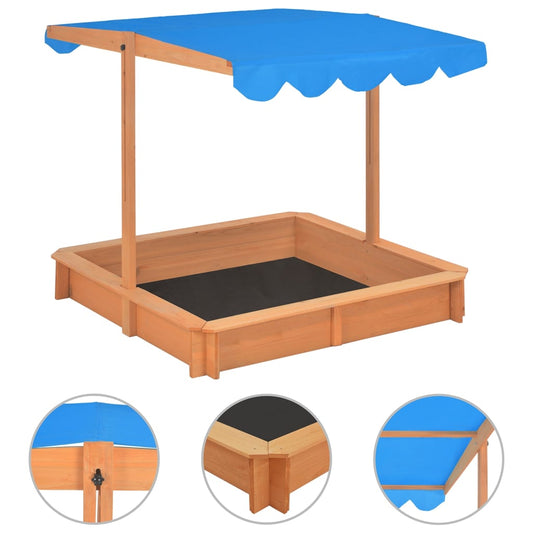 Sandkasten Mit Verstellbarem Dach Tannenholz 115X115X115 Cm