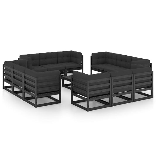 13-Tlg. Garten-Lounge-Set Mit Kissen Massivholz Kiefer