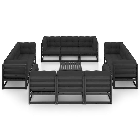 13-Tlg. Garten-Lounge-Set Mit Kissen Massivholz Kiefer