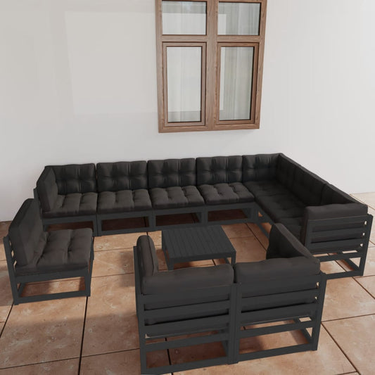 11-Tlg. Garten-Lounge-Set Mit Kissen Kiefer Massivholz