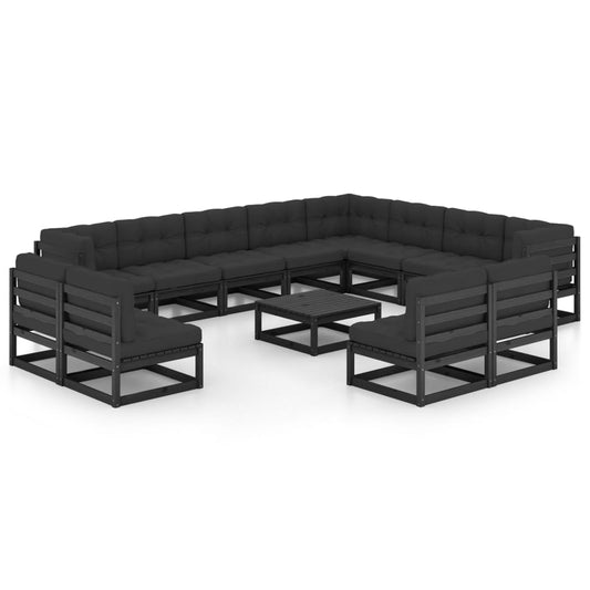 13-Tlg. Garten-Lounge-Set Mit Kissen Massivholz Kiefer