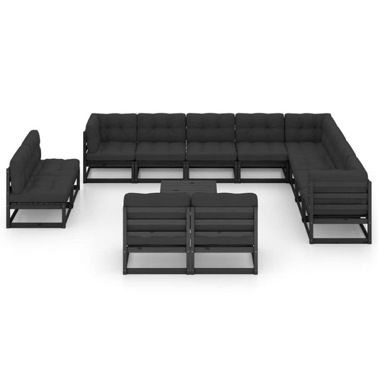 13-Tlg. Garten-Lounge-Set Mit Kissen Massivholz Kiefer