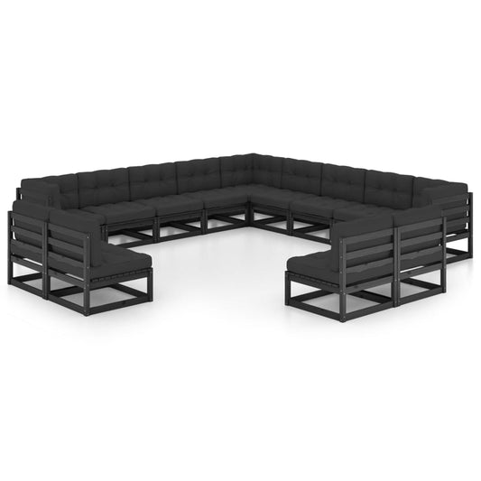 13-Tlg. Garten-Lounge-Set Mit Kissen Massivholz Kiefer