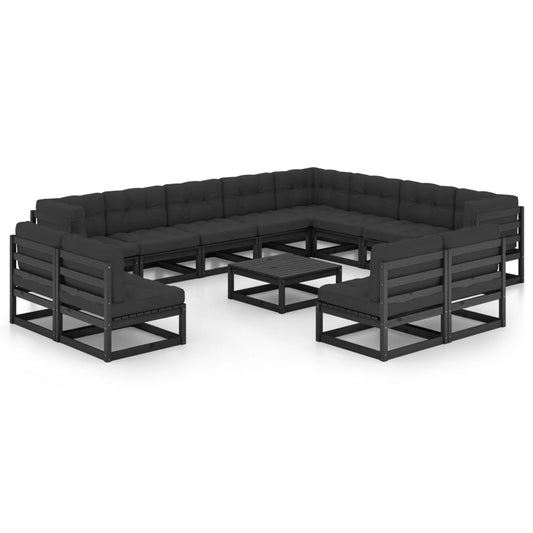 14-Tlg. Garten-Lounge-Set Mit Kissen Massivholz Kiefer
