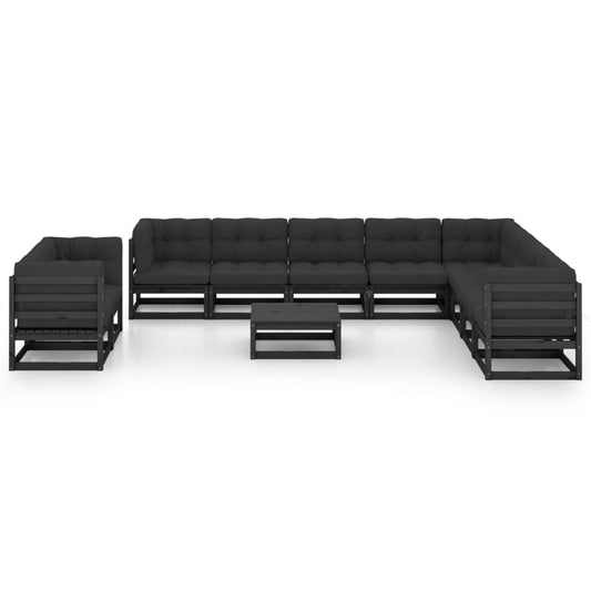 11-Tlg. Garten-Lounge-Set Mit Kissen Kiefer Massivholz