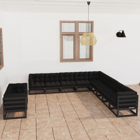 11-Tlg. Garten-Lounge-Set Mit Kissen Kiefer Massivholz