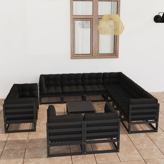 12-Tlg. Garten-Lounge-Set Mit Kissen Massivholz Kiefer