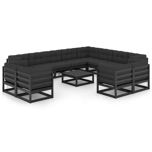 13-Tlg. Garten-Lounge-Set Mit Kissen Massivholz Kiefer