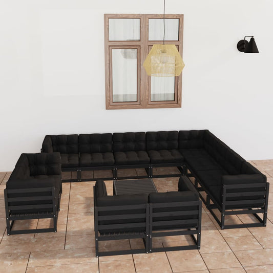 13-Tlg. Garten-Lounge-Set Mit Kissen Massivholz Kiefer