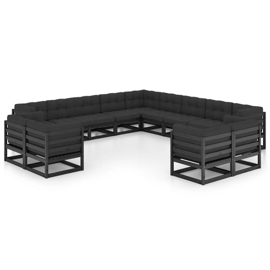 13-Tlg. Garten-Lounge-Set Mit Kissen Massivholz Kiefer