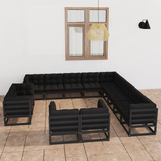 13-Tlg. Garten-Lounge-Set Mit Kissen Massivholz Kiefer