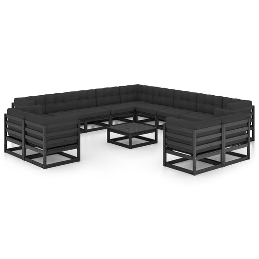 14-Tlg. Garten-Lounge-Set Mit Kissen Massivholz Kiefer