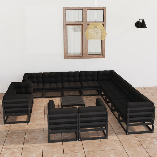14-Tlg. Garten-Lounge-Set Mit Kissen Massivholz Kiefer