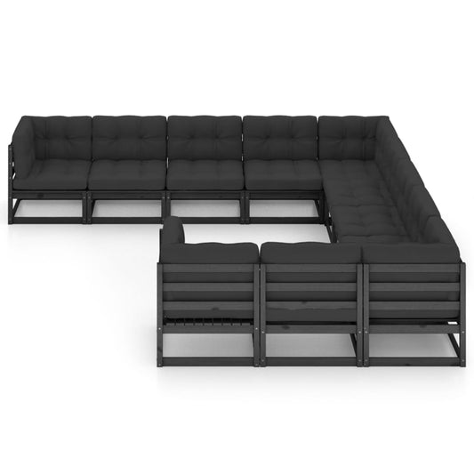 11-Tlg. Garten-Lounge-Set Mit Kissen Kiefer Massivholz