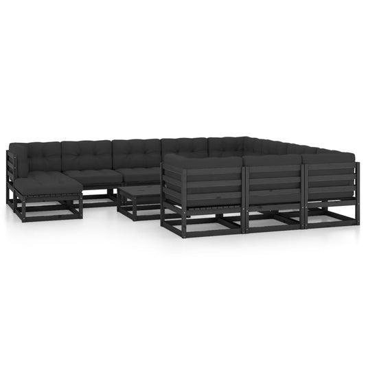 12-Tlg. Garten-Lounge-Set Mit Kissen Massivholz Kiefer