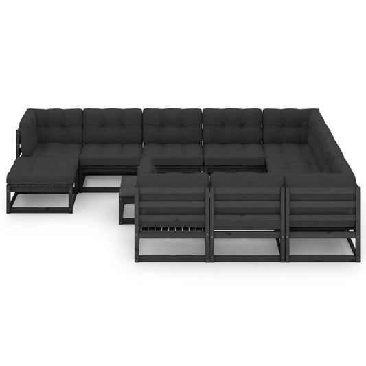 12-Tlg. Garten-Lounge-Set Mit Kissen Massivholz Kiefer
