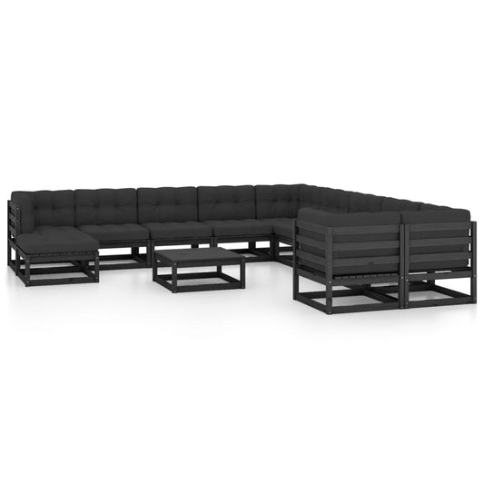 12-Tlg. Garten-Lounge-Set Mit Kissen Massivholz Kiefer