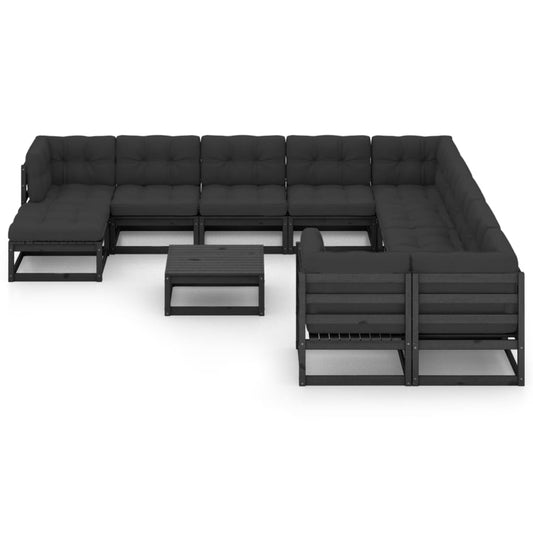 12-Tlg. Garten-Lounge-Set Mit Kissen Massivholz Kiefer