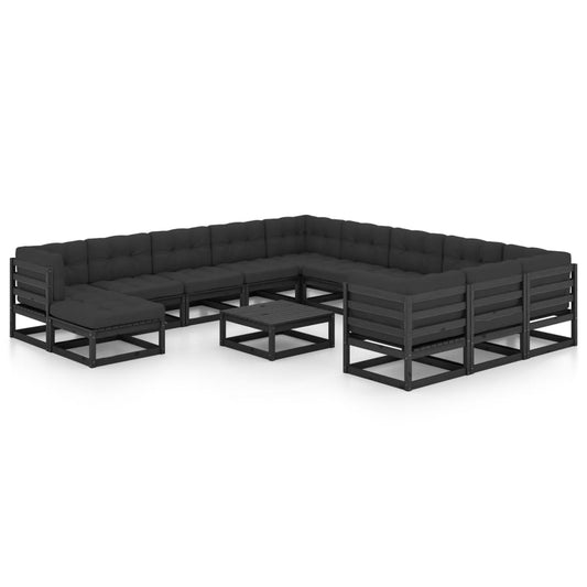13-Tlg. Garten-Lounge-Set Mit Kissen Massivholz Kiefer