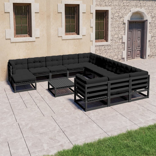 13-Tlg. Garten-Lounge-Set Mit Kissen Massivholz Kiefer