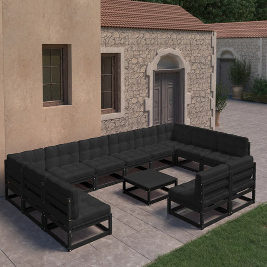 13-Tlg. Garten-Lounge-Set Mit Kissen Massivholz Kiefer