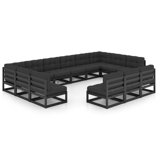 13-Tlg. Garten-Lounge-Set Mit Kissen Massivholz Kiefer