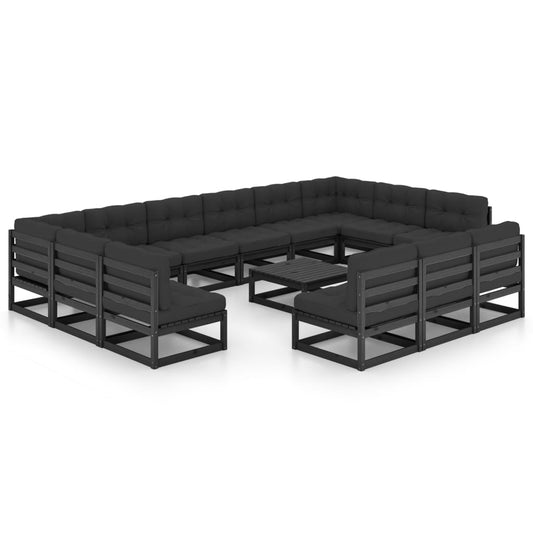 14-Tlg. Garten-Lounge-Set Mit Kissen Massivholz Kiefer