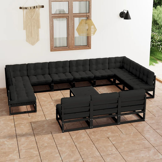 14-Tlg. Garten-Lounge-Set Mit Kissen Massivholz Kiefer
