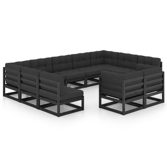 11-Tlg. Garten-Lounge-Set Mit Kissen Kiefer Massivholz