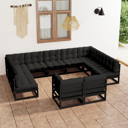 11-Tlg. Garten-Lounge-Set Mit Kissen Kiefer Massivholz