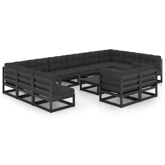 13-Tlg. Garten-Lounge-Set Mit Kissen Massivholz Kiefer